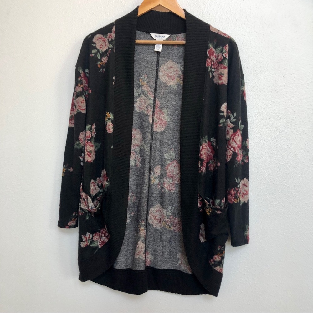 Black floral cardigan